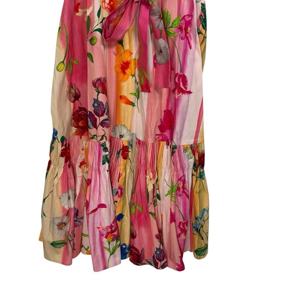Just Bellina Dress Women's Large 100% Cotton Handcrafted Floral Bright NEW - Picture 5 of 11